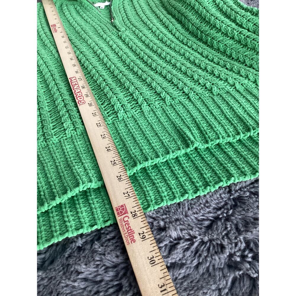 Aerie chunky cable knit quarter‎ zip sweater green soft oversized fit size xs - Picture 9 of 11